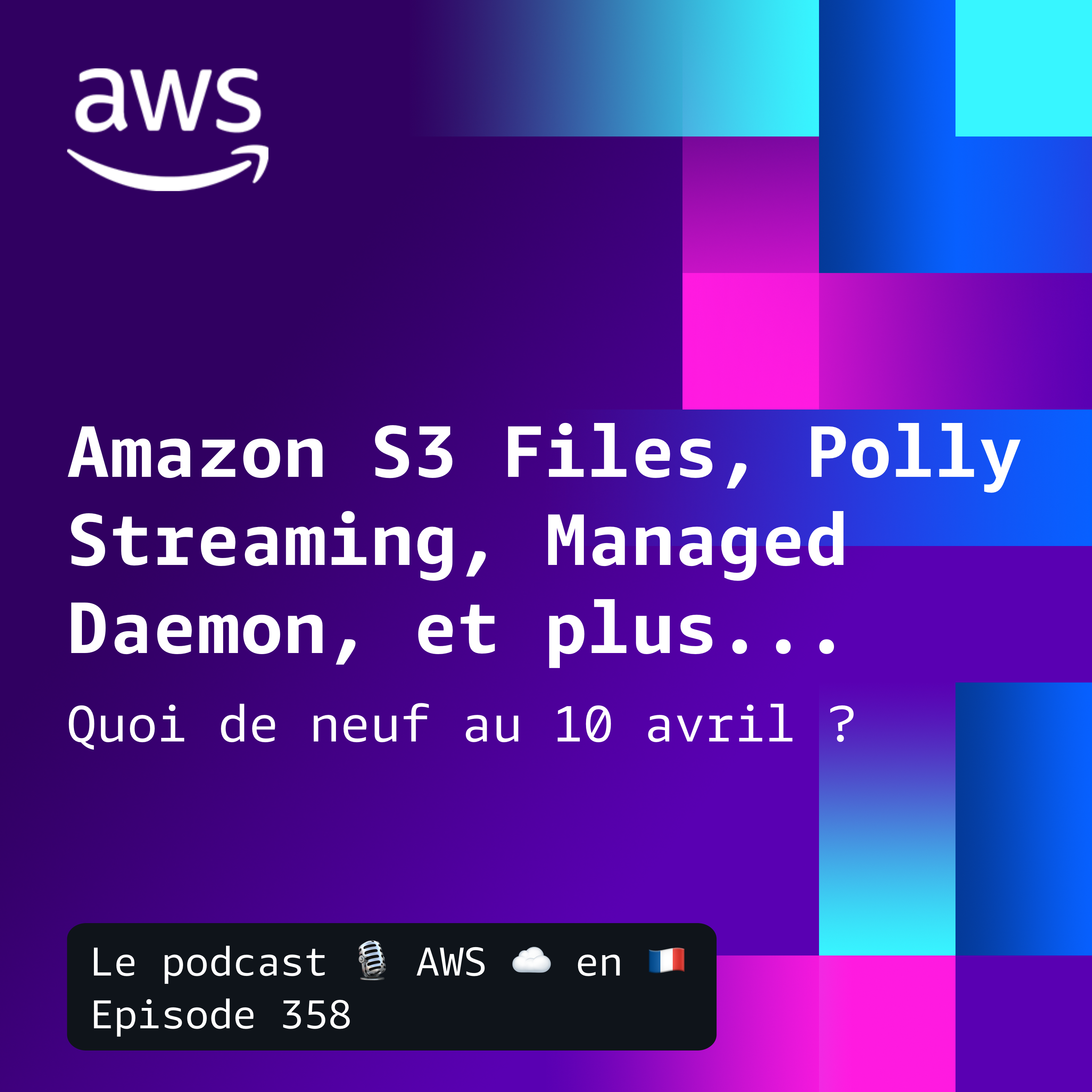 10 avril 2026 - S3 Files, ECS Managed Daemons, Sustainability Console, Polly Streaming, et services en fin de vie